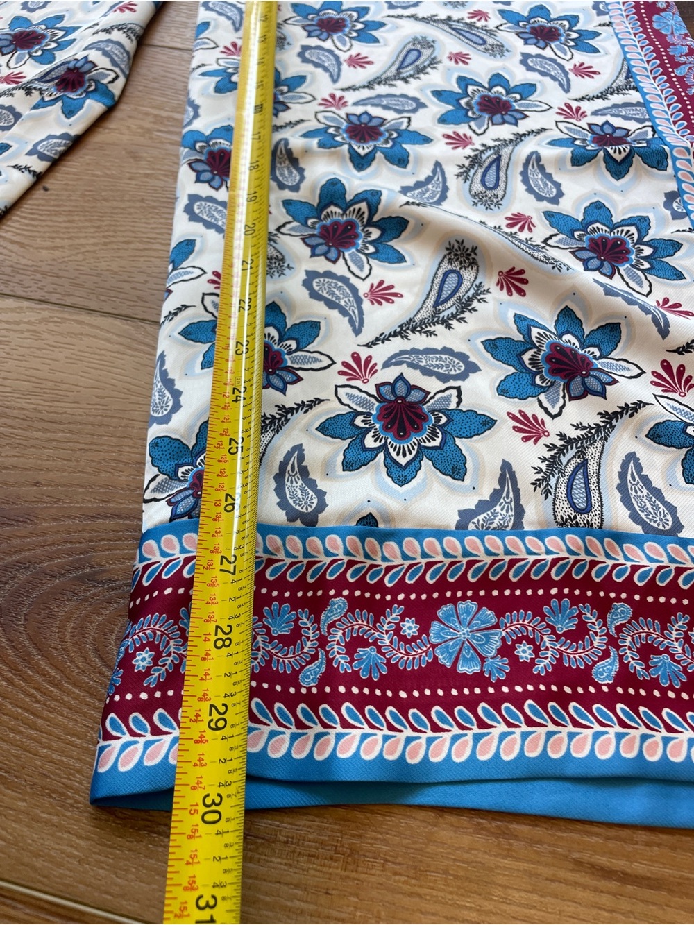 LOFT‎ Ivory Wide-Leg Floral Palazzo Pants with Blue Border - Picture 6 of 8